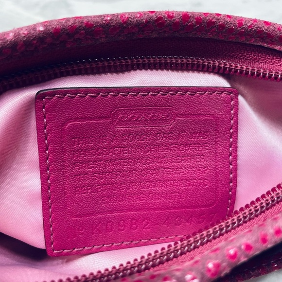 Auth Coach Python Pink Signature Jacquard Lizard Leather Trim Bag 43457 - Picture 8 of 15